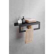 30 CM Siyah Metal Raflı Havluluk Siyah