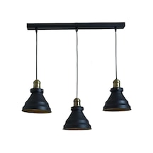 Dylight Retro Metal Siyah 3 Lü Masa Üstü Sıralı Dekoratif Rustik Sarkıt Avize 60 Cm Genişlik Beyaz