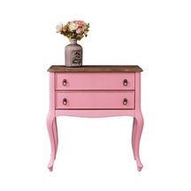 Roys Ahşap P3540 Pembe Üstü Ceviz Eskitme Çift Çekmeceli  Komodin