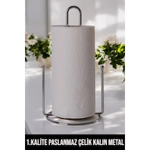 Paslanmaz Çelik Dekoratif Dik Kağıt Havluluk - Dikey Kağıt Havlu Asacağı Gri Metal Diğer