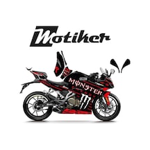 Cfmoto 250sr Monster Siyah Kırmızı Çizgi Tasarım Sticker Etiket Modeli