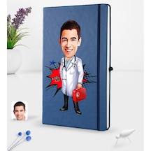 Kişiye Özel Erkek Doktor Karikatürlü Lacivert Termo Deri Defter 1 (540170006)
