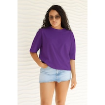 Benroma Düz Oversize Unisex Tişört Ycb5 Mor