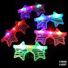 Işıklı - 643 - Yıldız Şekilli Led Parti Gözlüğü 5 Renk - Edntrend - 6 Lı Set