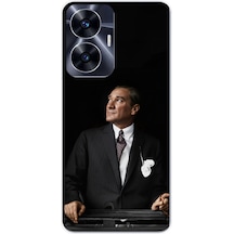 Realme C55 Uyumlu Ufka Bakan Lider Atatürk Baskılı Silikon Kılıf Renkli