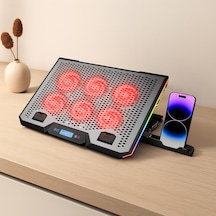 15.6\" Laptop Soğutucu - 6 Fan, Rgb, Lcd Dijital Kontrol, 2 Usb