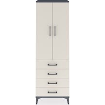 Arges Dolap Tek Raflı 4 Çekmeceli Tek Askılı 60x30x182 Antras... Antrasit