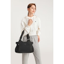 Smart Bags Günlük Orta Boy Su Geçirmez Krınkıl Kumaş Kadın Omuz Çantası Siyah 32510544