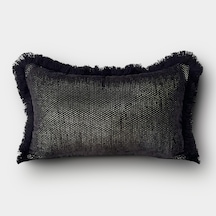"noir" Püsküllü Kırlent Kılıfı - 30x50 - Gold Gold - Siyah