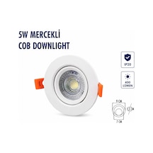Lampist 5w Beyaz Kasa Mercekli Yuvarlak Cob Downlıght 3000k