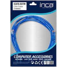 Inca Cat 6 26 Awg 3 Metre Mavi Ethernet Kablosu
