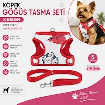 Köpek Göğüs Tasması Ve Sevk Kayışı Seti S Beden 26-36 Cm Cırt Cırtlı Denizci Desenli Çok Renkli