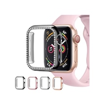 Apple Uyumlu  Watch 5 6 40 MM Tek Sıra Parlak Taşlı Rubber Kasa Kap