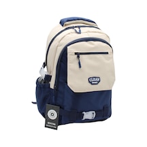 Çok Bölmeli Bej-lacivert Okul Sırt Çantası Unisex Okul Çantası 26011