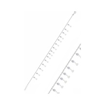 Sogutlusilver Gümüş Rodyumlu Zirkon Taşlı Çift Sıra Kalp Pullu Halhal Gümüş