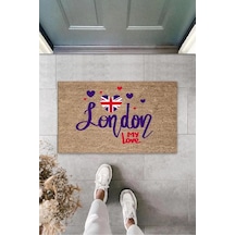 Dijital Baskı Kahverengi London My Love Paspas K-3154 Renkli