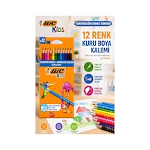 12 Li Kuru Boya Kalemi Karton Kutu 1 Paket Bic Tropicolors 12 Renk Kuruboya Tam Boy Canlı Renkli Boya Kalem Okul Öğrenci Çok Renkli