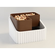 3d Baskı Fıstık Kasesi - Çift Hazneli Kabuk Ayırıcı Sunum Kasesi - Beyaz Kahverengi Çok Renkli