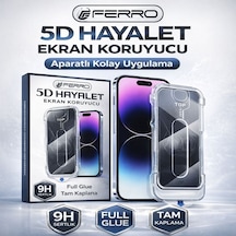 Ferro iPhone Uyumlu 15 Pro 5d Hayalet Ekran Koruyucu - Aparatlı Kolay Uygulama - 9h Tam Kaplama Full Cam