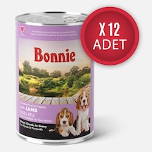 Bonnie Kuzu Etli Sos İçinde Et Parçacıklı Yavru Köpek Konservesi 400g X 12 Adet