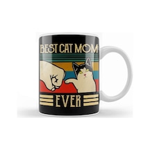 Vintage Best Cat Mom Ever Fist Bump Gift Kupa Bardak Porselen Karışık