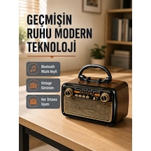 Bluetooth Lu Led Işıklı Nostaljik Müzik Kutusu Ahşap Dokulu, Vintage Tasarım Ve Yüksek Ses Kalitesi - Lisinya