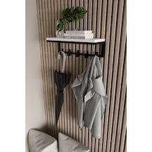 Aju Modern Portmanto Duvar Tipi Askılık Ve Raf Ceket Şemsiye Çanta Havlu Elbise Posta Hol Koridor Askısı Siyah