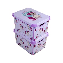 Style Box Unicorn Dekoratif Kutu Set - 2x 20 Litre Gri Çok Renkli