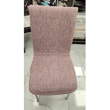 Mandaş 6lı Set Lastikli Sandalye Kılıfı-ağaç Kabuğu Desen Pudra Pudra