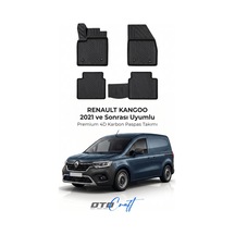 Otocraft Renault Kango 2021+ Araca Özel 4d Karbon Oto Paspas Havuzlu Tam Set