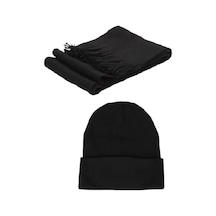 Eke Tekstil Siyah Unisex Örme Atkı Ve Siyah Bere Set Siyah