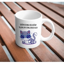 Doğrusunu Bildiğim Yalanlar Komik Baskılı Kupa Bardak Hediyelik Çay Kahve Kupası Coffee Mug Beyaz - Çok Renkli