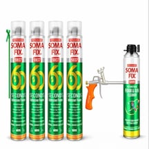 4 Adet 750 Ml Somafix 60 Saniye Çift Kullanımlı Yapıştırma Köpüğü
