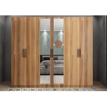 Alessi 6 Kapaklı Dolap Gardırop Ceviz - Montaj Dahil