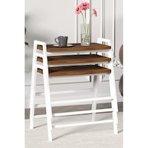 Zigon Sehpa , Aden 3'lü Tepsi Zigon Sehpa Takımı Beyaz Metal - Barok Tabla Beyaz-barok