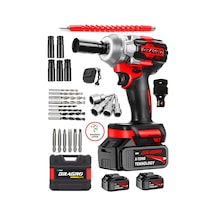 Dragro Alman 450NM DRG-598VF 20 AH Kömürsüz Çift Bataryalı Somun Sökme Sıkma Makinesi 32 Parça Full Setli Kırmızı