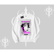 Biskilet Sweatshirt Games Schoolgirl Anime Baskılı Beyaz
