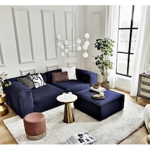 Mode Soft Köşe Koltuk Takımı 3 Modül 2 Köşe 1 Puf Lacivert Keten