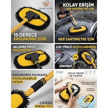 Teleskopik Saplı Mikrofiber Araç Yıkama Fırçası 180 Derece Eğilen Başlık Başlıklı Çizmez Oto Yıkama Mop Yumuşak Çizmez Araç Havlusu Yıkama Mopu 0