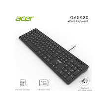 Acer Oak920 Q Usb Siyah 1.8mt Kablolu Klavye-tek Tuş Hesap Makinalı Sessiz Tuş
