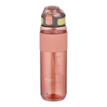 Tkk 800ml Pipetli Taşıma Kulplu Silikon Gövde Ölçü Skalalı Tritan Su Matarası Pembe 0