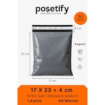 Gri Cepsiz Kargo Poşeti 17x23+4 Cm Yapışkan Bantlı Kargo Zarfı 50 Li E-ticaret Poşeti