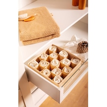 Serstil 25 Gözlü Çekmece İçi Dolap Çorap / İç Çamaşırı Katlanabilir Düzenleyici Organizer Kutu 28x28x12 Cm Martı Bej