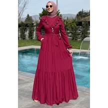 Rabia Şamlı Jale Elbise Bordo Normal
