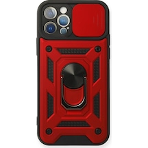 Newface - 97 - İphone 12 Pro Kılıf Pars Lens Yüzüklü Silikon - Cadde101 - - Kırmızı