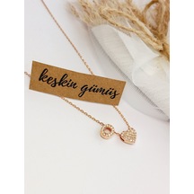 Keskin Gümüş Gümüş Zirkon Taşlı Gold Kalp Kadın Trend Harf Kolye Kadın Kolye