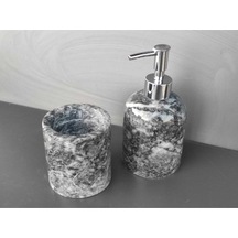 Siyah-beyaz Mermer 2'li Banyo Seti Beyaz