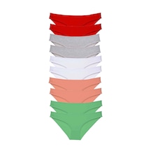 10 Adet Süper Eko Set Likralı Kadın Slip Külot Kırmızı Gri Beyaz Pudra Yeşil Çok Renkli