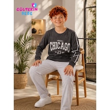 Tarık İnterlok Kumaş Chıcago Baskılı Erkek Pijama Takımı 11-16 Yaş -ta4407470 - Antrasit