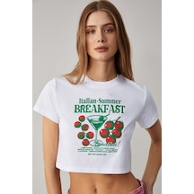 Ethıquet Belveth Kadın Bisiklet Yaka Oversize Beyaz T-shirt